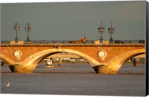 Framed Old Pont de Pierre Bridge on the Garonne River Print