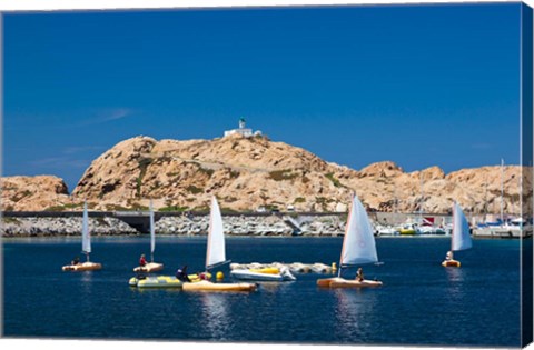 Framed Sailboats in Corsica, France Print