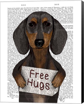 Framed Dachshund Free Hugs Print