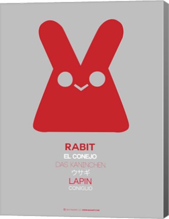 Framed Red Rabbit Multilingual Print