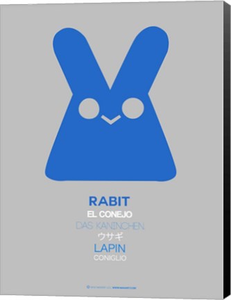 Framed Blue Rabbit Multilingual Print