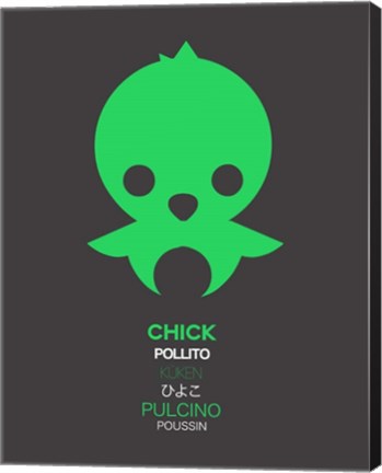 Framed Green Chick Multilingual 1 Print