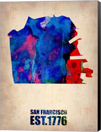 Framed San Francisco Watercolor Map Print