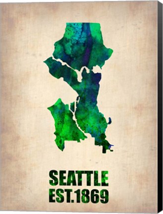 Framed Seattle Watercolor Map Print