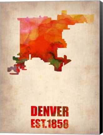 Framed Denver Watercolor Map Print