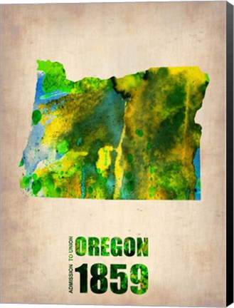 Framed Oregon Watercolor Map Print