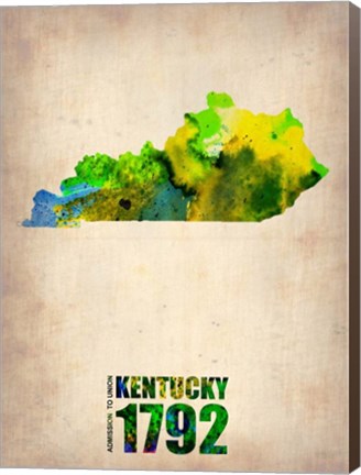 Framed Kentucky Watercolor Map Print