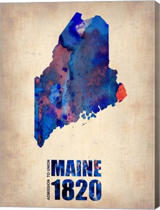 Framed Maine Watercolor Map Print