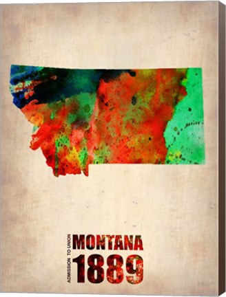 Framed Montana Watercolor Map Print