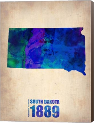 Framed South Dakota Watercolor Map Print