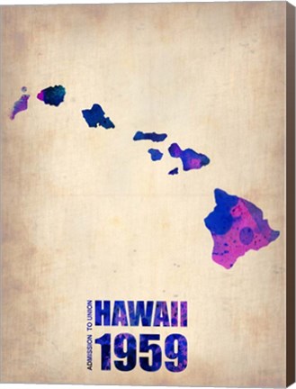 Framed Hawaii Watercolor Map Print