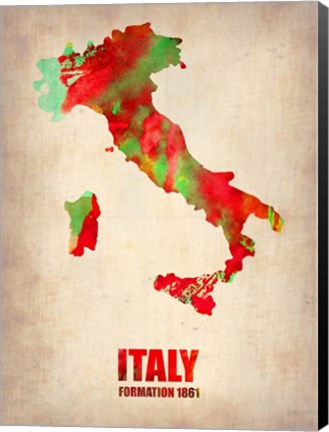 Framed Italy Watercolor Map Print