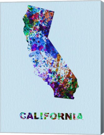 Framed California Color Splatter Map Print