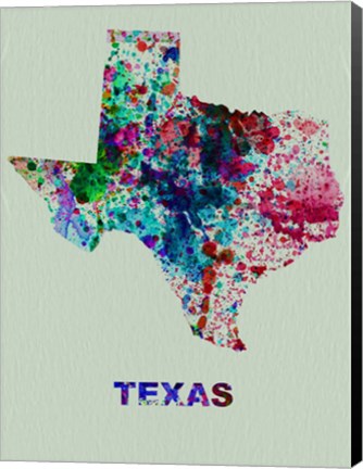 Framed Texas Color Splatter Map Print