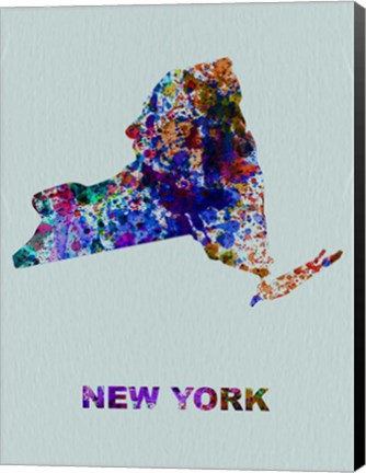 Framed New York Color Splatter Map Print