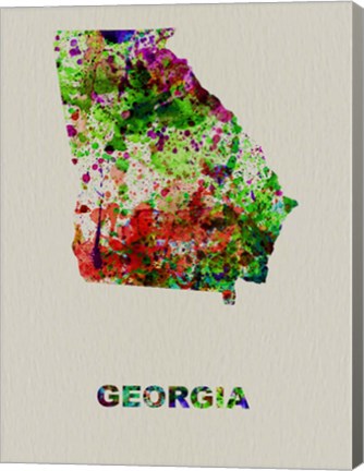 Framed Georgia Color Splatter Map Print