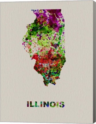 Framed Illinois Color Splatter Map Print