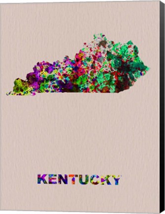 Framed Kentucky Color Splatter Map Print