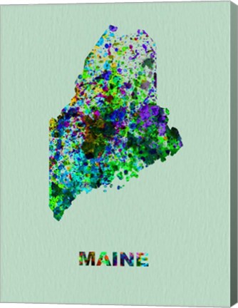 Framed Maine Color Splatter Map Print