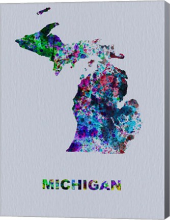 Framed Michigan Color Splatter Map Print