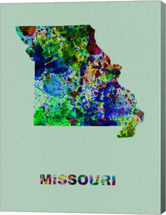 Framed Missouri Color Splatter Map Print