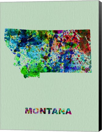 Framed Montana Color Splatter Map Print