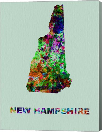 Framed New Hampshire Color Splatter Map Print