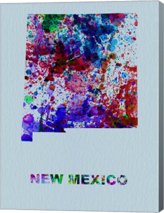 Framed New Mexico Color Splatter Map Print