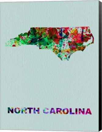 Framed North Carolina Color Splatter Map Print