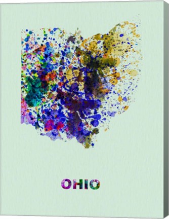 Framed Ohio Color Splatter Map Print