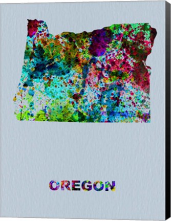 Framed Oregon Color Splatter Map Print