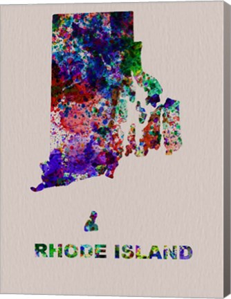 Framed Rhode Island Color Splatter Map Print