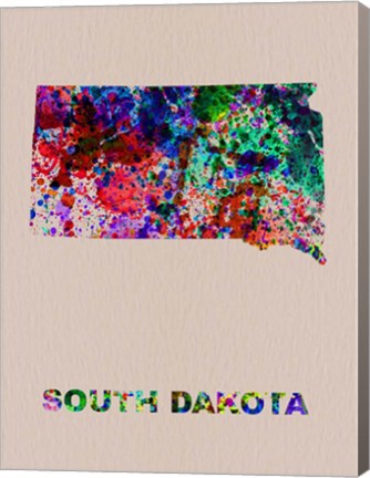 Framed South Dakota Color Splatter Map Print