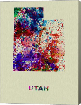 Framed Utah Color Splatter Map Print