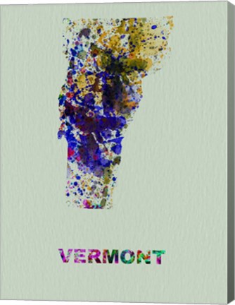 Framed Vermont Color Splatter Map Print