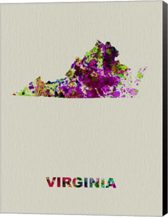 Framed Virginia Color Splatter Map Print