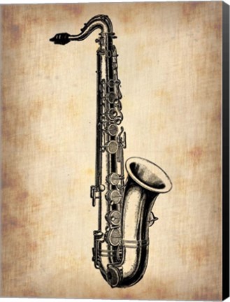 Framed Vintage Saxophone Print