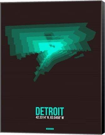 Framed Detroit Radiant Map 4 Print