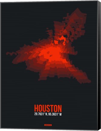 Framed Houston Radiant Map 2 Print