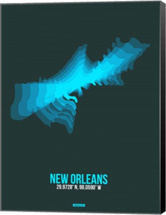 Framed New Orleans Radiant Map 2 Print