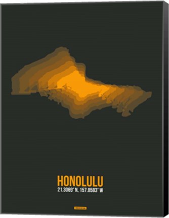 Framed Honolulu Radiant Map 5 Print