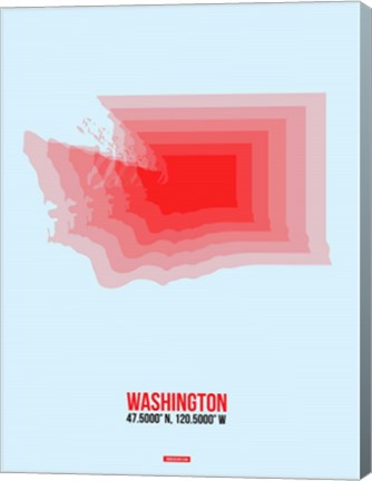 Framed Washington Radiant Map 2 Print