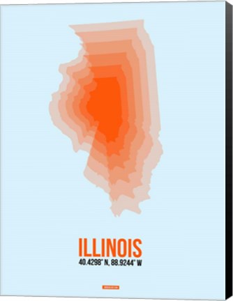 Framed Illinois Radiant Map 2 Print