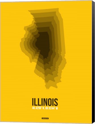 Framed Illinois Radiant Map 3 Print