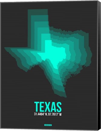 Framed Texas Radiant Map 6 Print