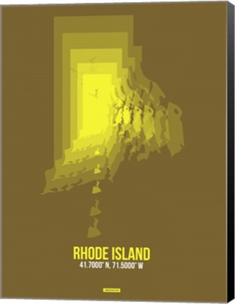 Framed Rhode Island Radiant Map 1 Print