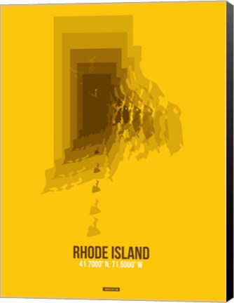 Framed Rhode Island Radiant Map 3 Print