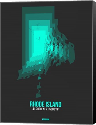 Framed Rhode Island Radiant Map 5 Print