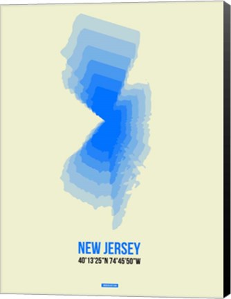 Framed New Jersey Radiant Map 1 Print