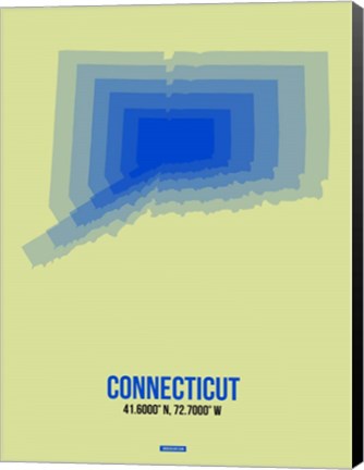 Framed Connecticut Radiant Map 1 Print